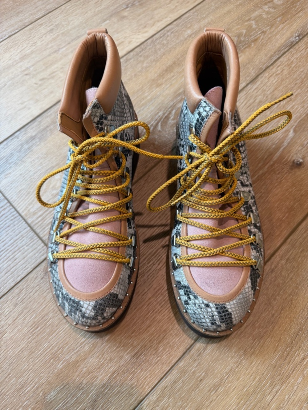 Free People Durango faux Snakeskin and leather Hikers size 8 or EU 38